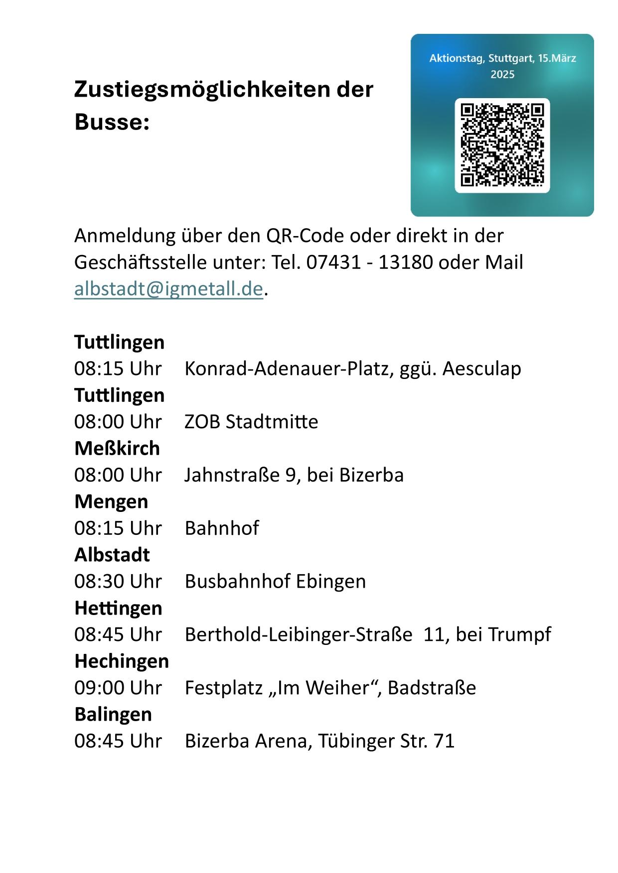 Zustiegsmöglichkeit Busse
